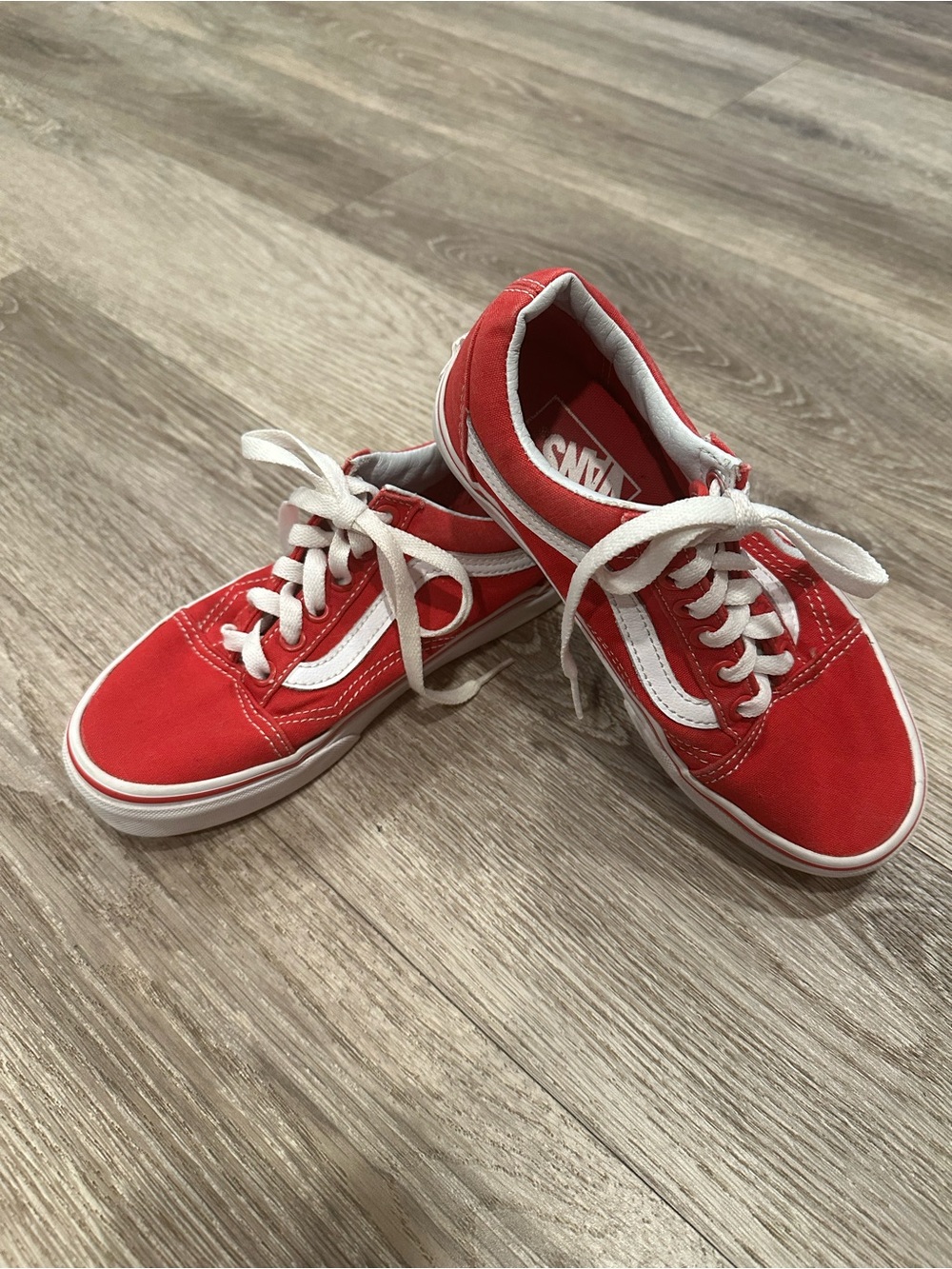 Vans Red and White Kids Sneakers